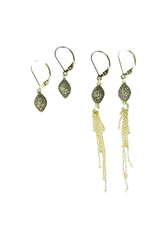 Pave Diamond Football Earrings