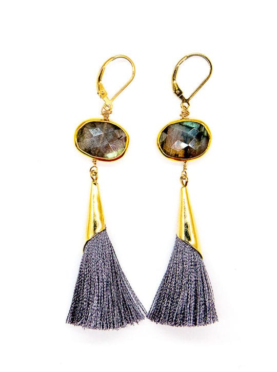 Labradorite & Tassel Earrings