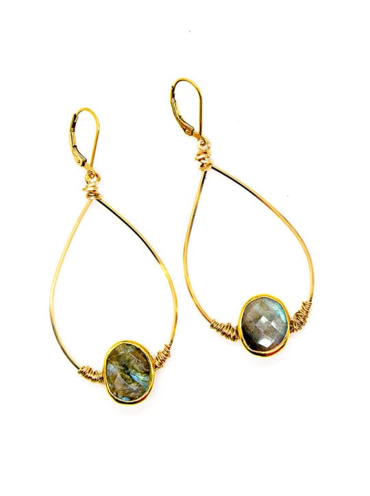 Labradorite Hand Crafted Wrapped Hoops