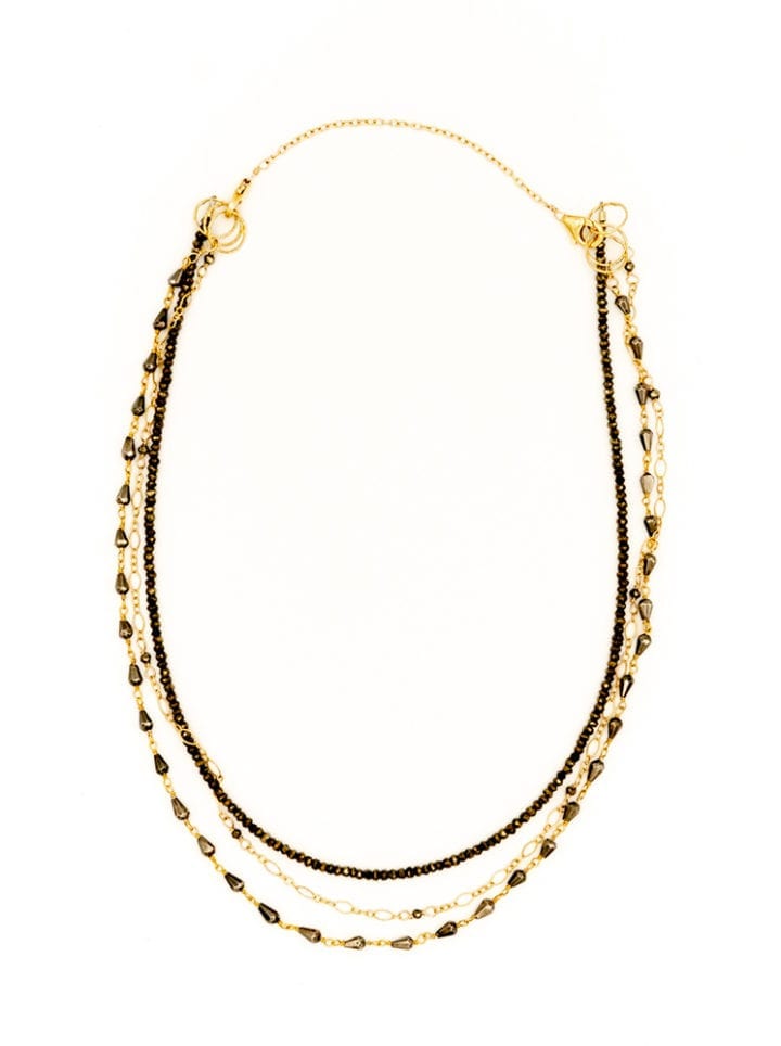 pyrite triple strand necklace