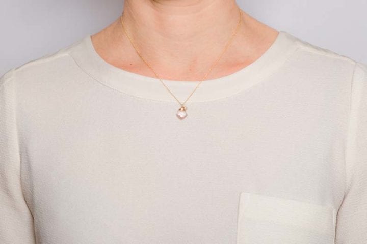 cn805 rose quartz and pearl deli necklace