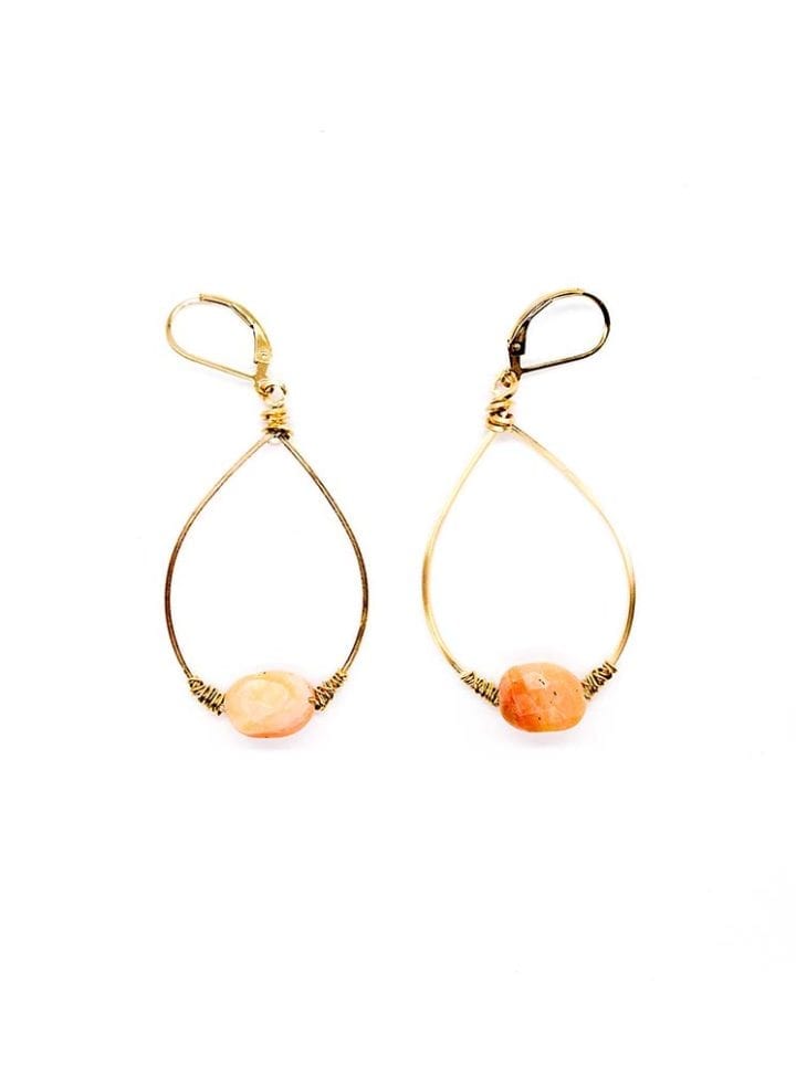 pink opal small wrapped hoop