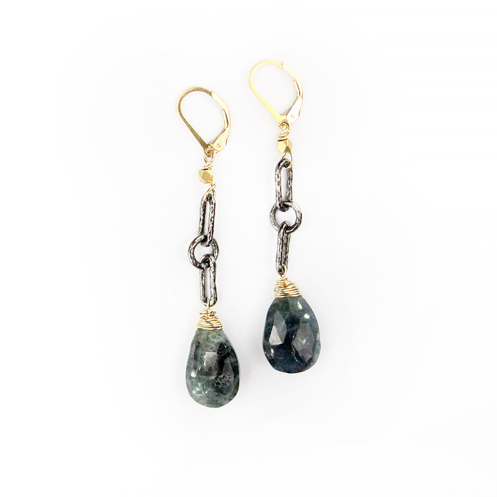 Moss Aquamarine Linear Earrings - Bloom Jewelry