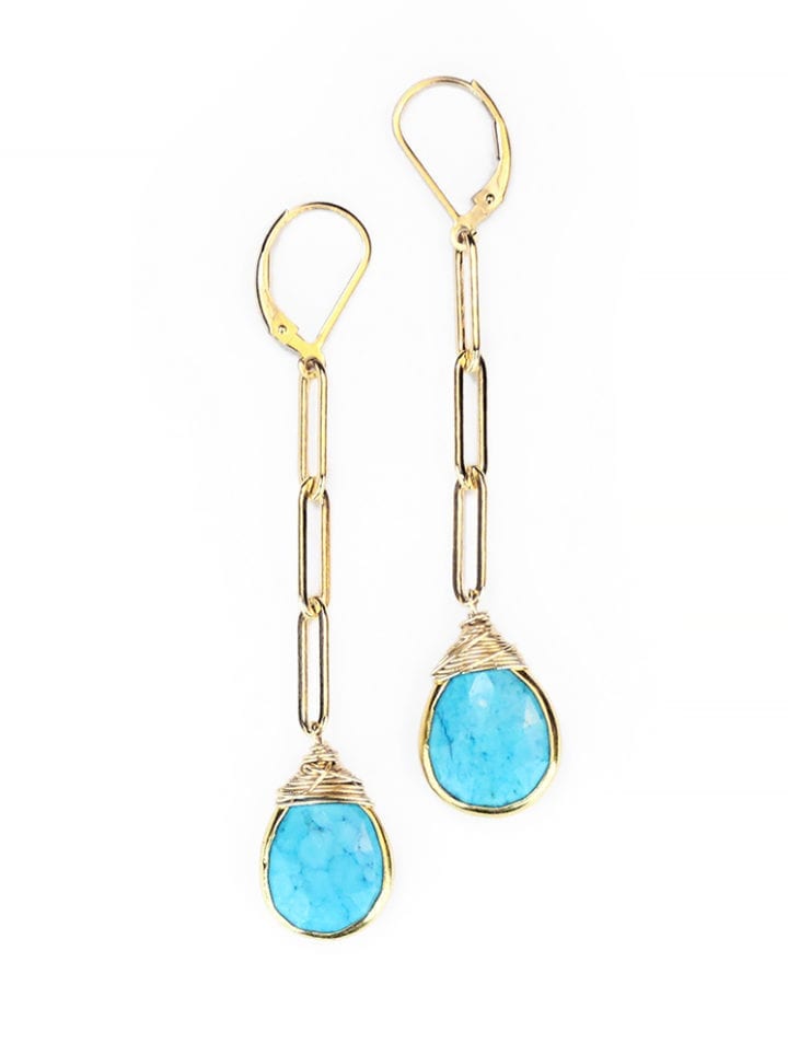 Turquoise staple linear earrings