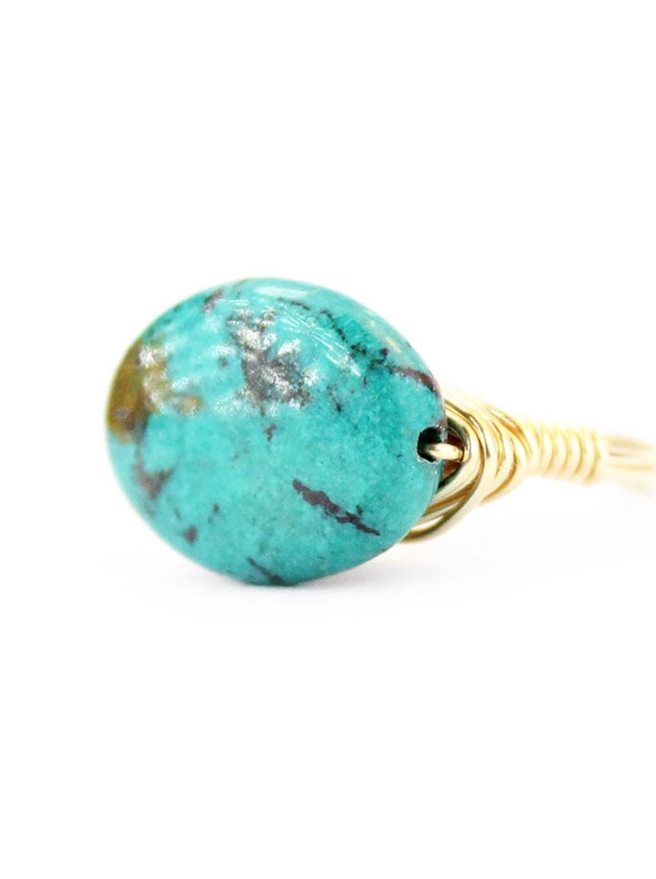 Green Turquoise Hand Wrapped Ring