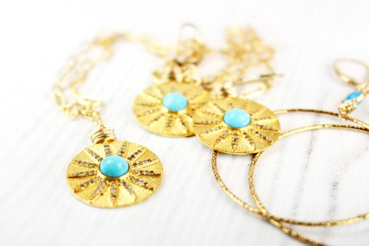 Turquoise and pave diamond jewelry collection