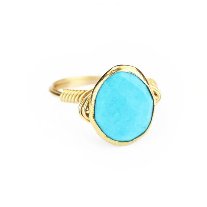 Blue Turquoise Hand Wrapped Ring
