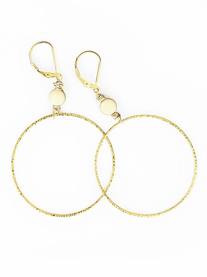 Ivory Hammered Hoops