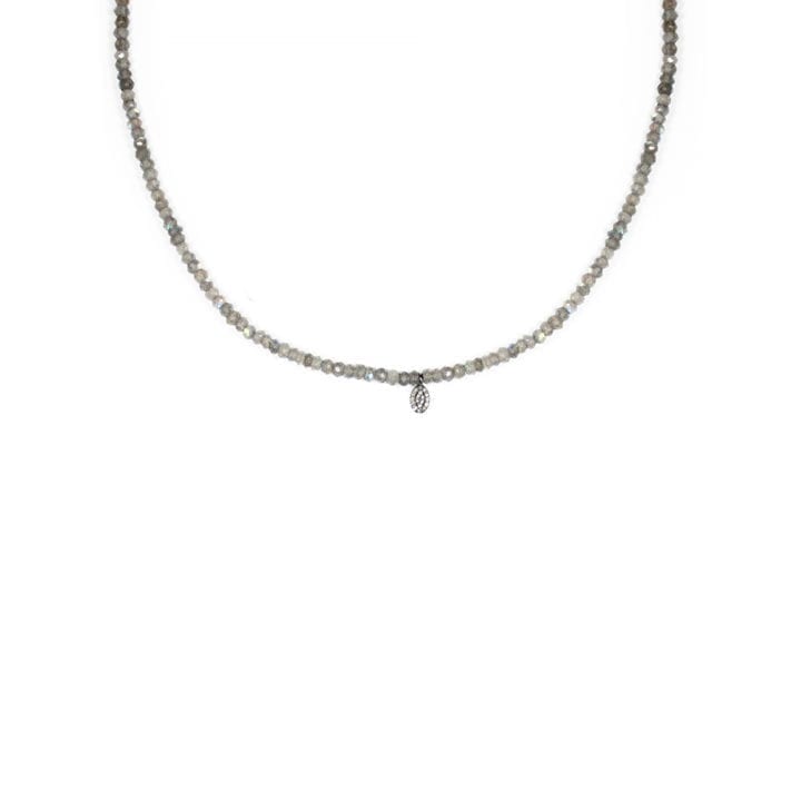Labradorite Pave Oval Strung Short Necklace