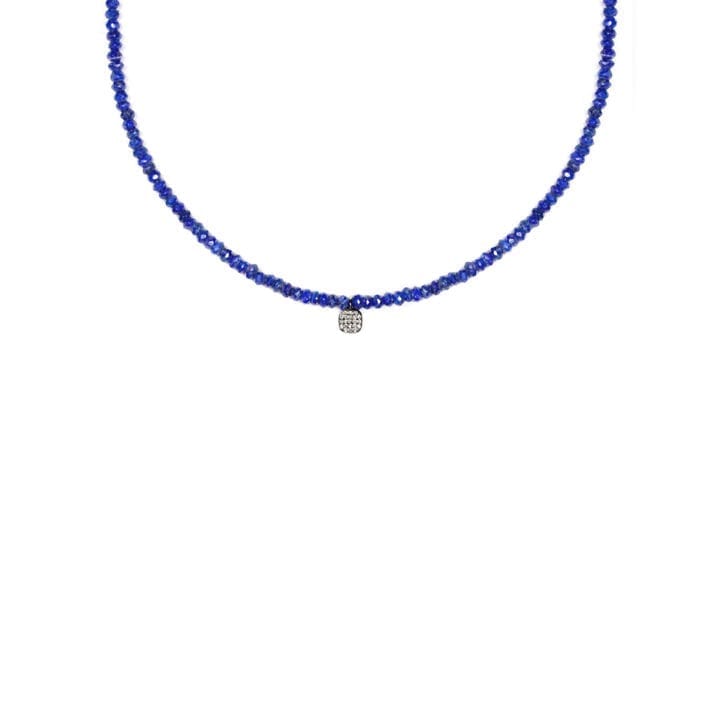 Lapis Pave Cushion Cut Strung Short Necklace