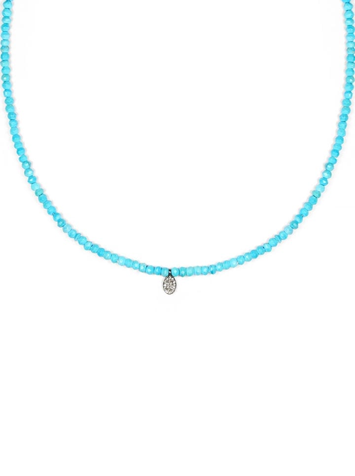 CN800 Turquoise Pave Oval Strung Short Necklace