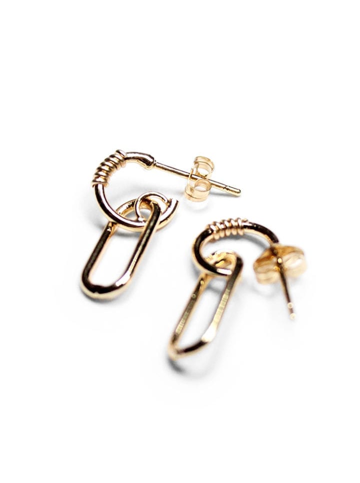 14k Gold Filled Paperclip Huggies