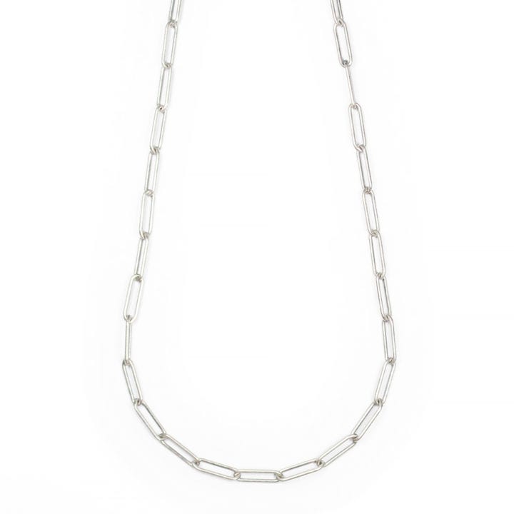 Large Paperclip Signature Necklace - Oxi Silver