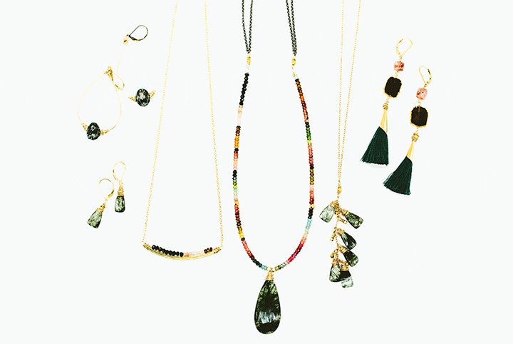 Watermelon Touraline Moss Agate Jewelry