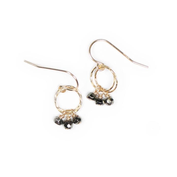 Pyrite Stardust Handcrafted Drop 14k gold filled earrings. Bloom Jewelry