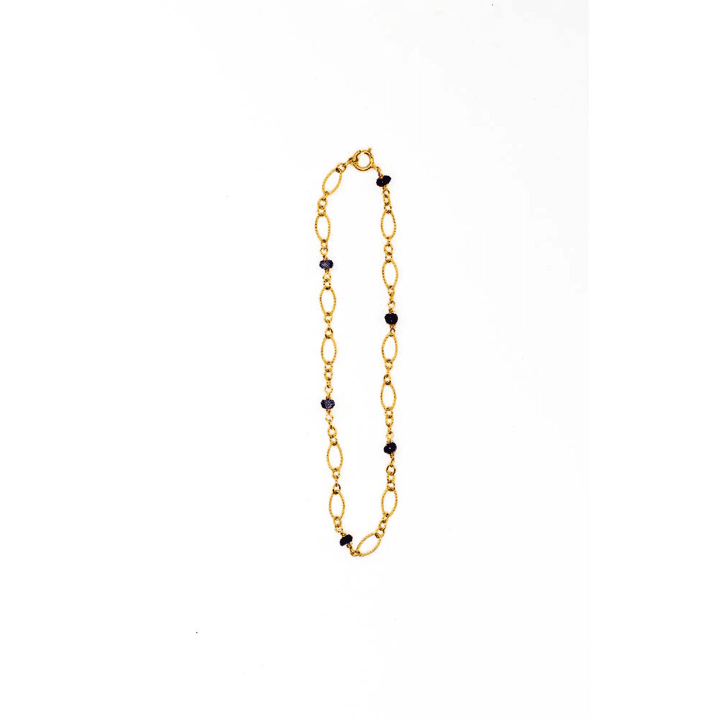 Iolite Gold Filigree Anklet | handcrafted jewelry in Denver, co