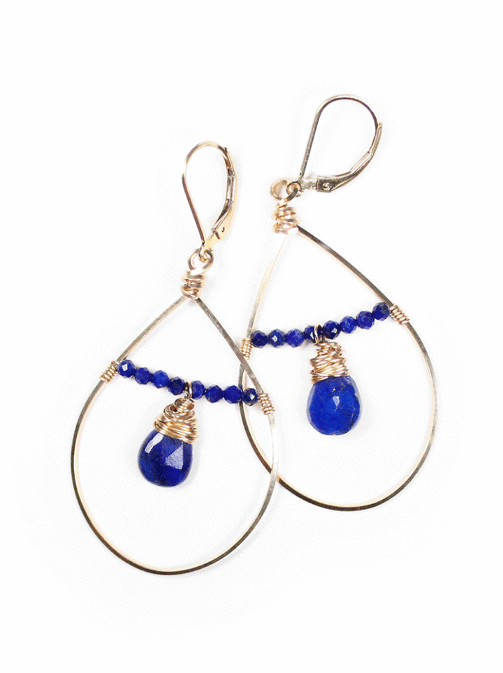 Lapis Gold Filled Bridge Halo Hoops | Handcrafted jewelry from Denver, CO