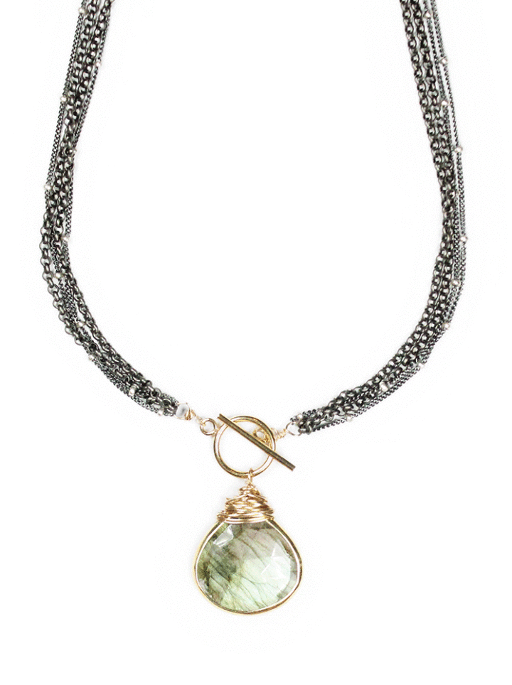 Labradorite Mixed Metal Toggle Necklace | Handcrafted in Denver, CO