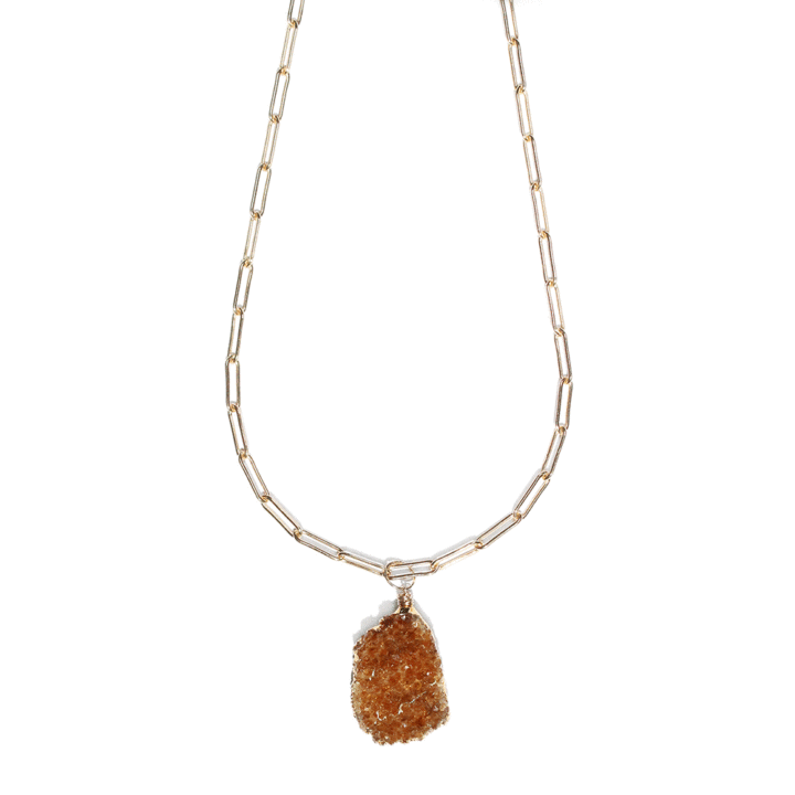 Raw Citrine Large Paperclip Necklace