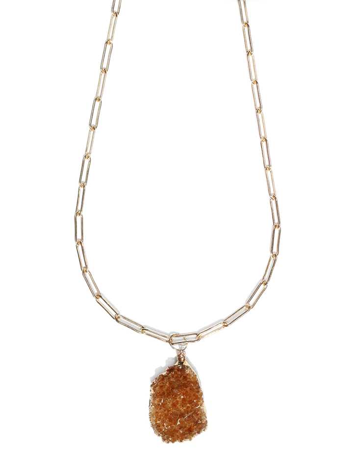 Raw Citrine Large Paperclip Necklace
