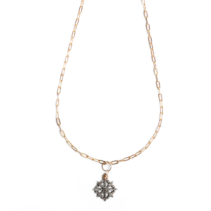 Pave Diamond Star Paperclip Necklace | Handcrafted Jewelry Bloom Jewlery