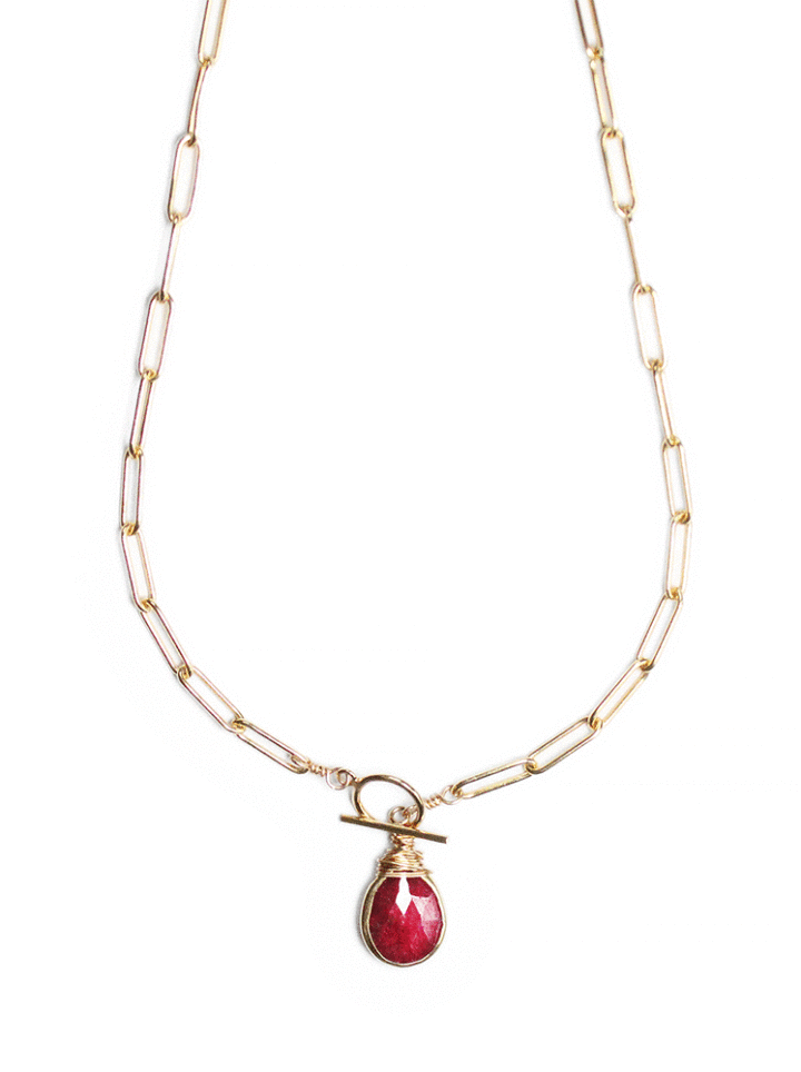 Ruby 14k Gold Filled Paperclip Toggle Necklace | Handcrafted in Denver Co