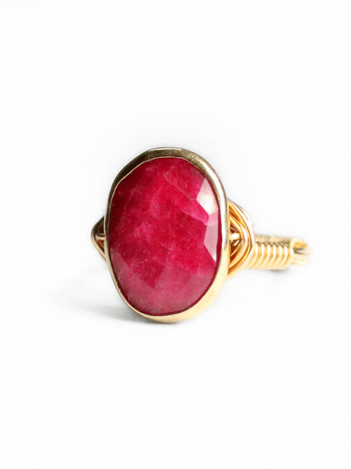 Ruby 14k gold filled hand wrapped ring