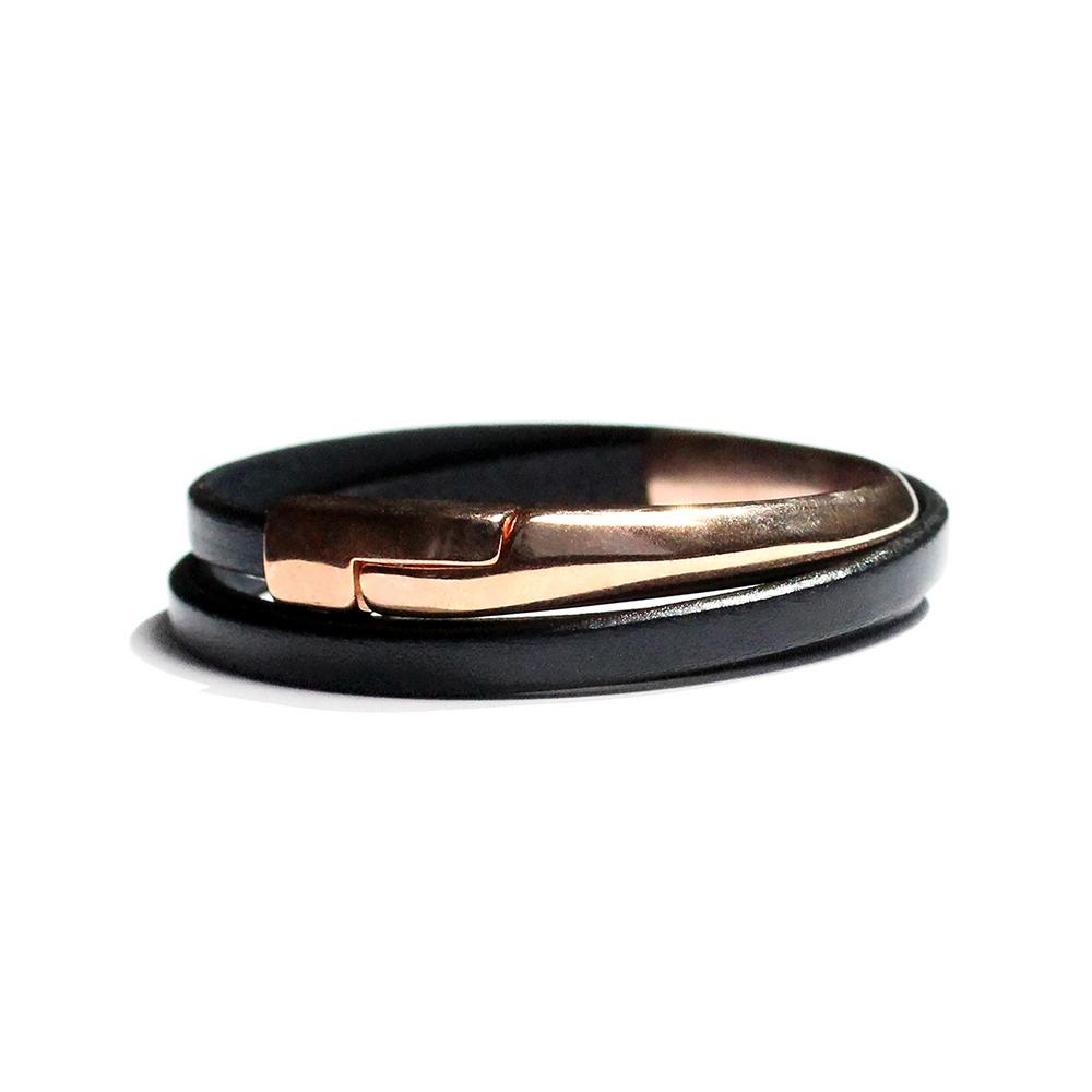 Saddle Thick Triple Wrap Leather Wrap Magnetic Clasp Bracelet