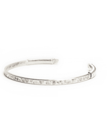 Signature Sterling Silver Double Wrapped Hammered Cuff Bangle