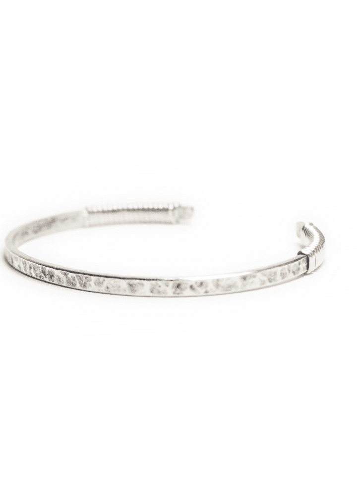 Signature Sterling Silver Double Wrapped Hammered Cuff Bangle