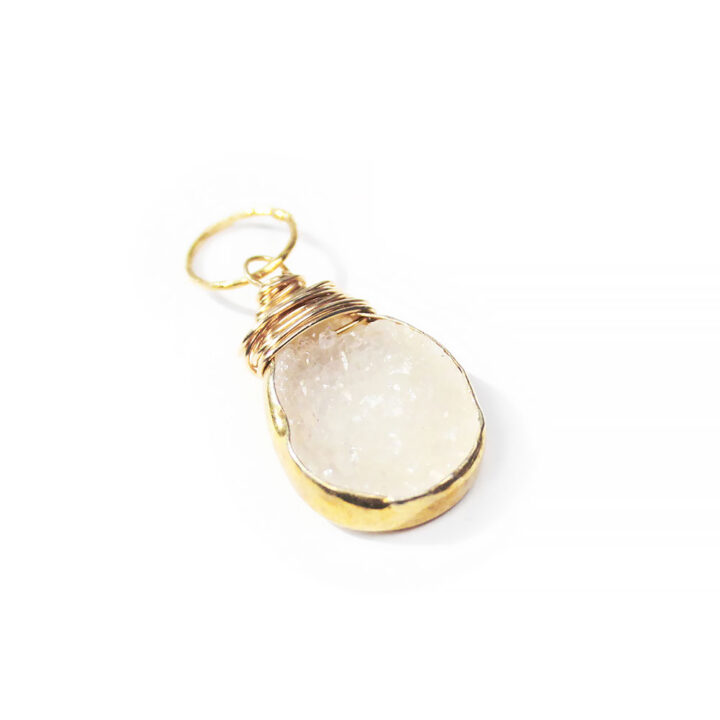 White Druzy Tear Charm CC30