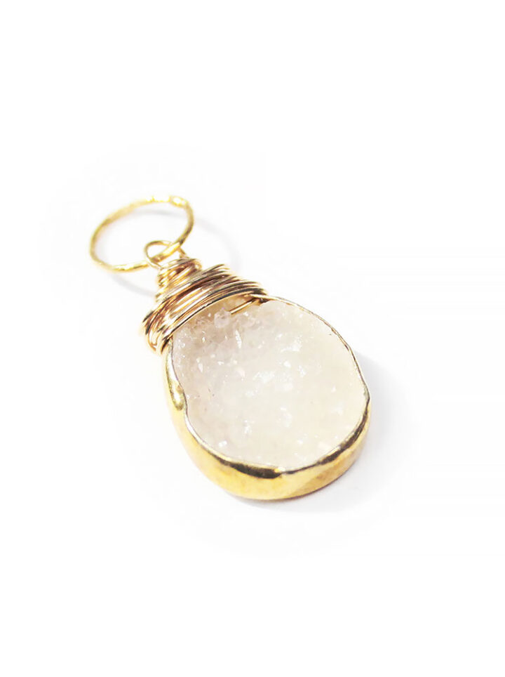 White Druzy Tear Charm CC30