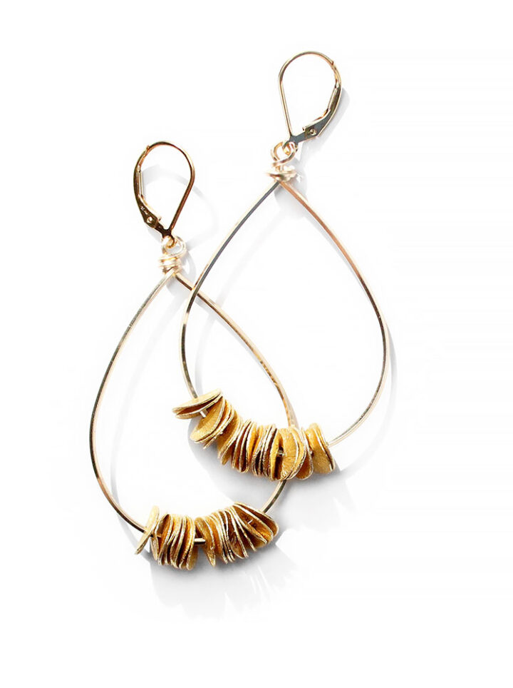 Organic Brushed Petal Hoops Gold