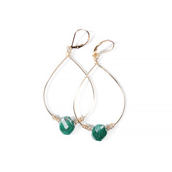 Malachite Oval Wrap Hoops