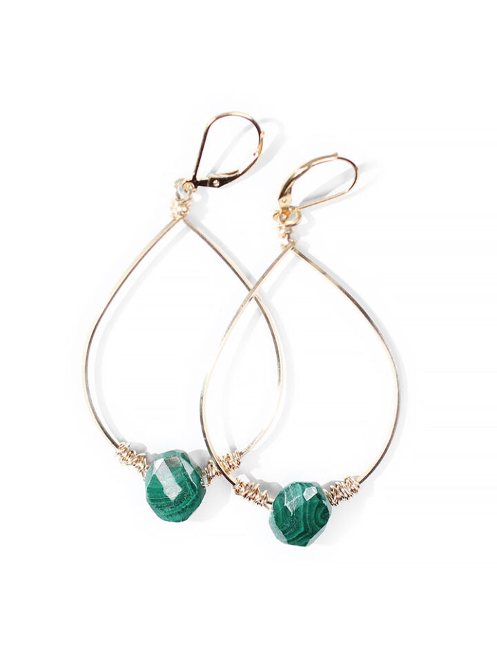 Malachite Oval Wrap Hoops