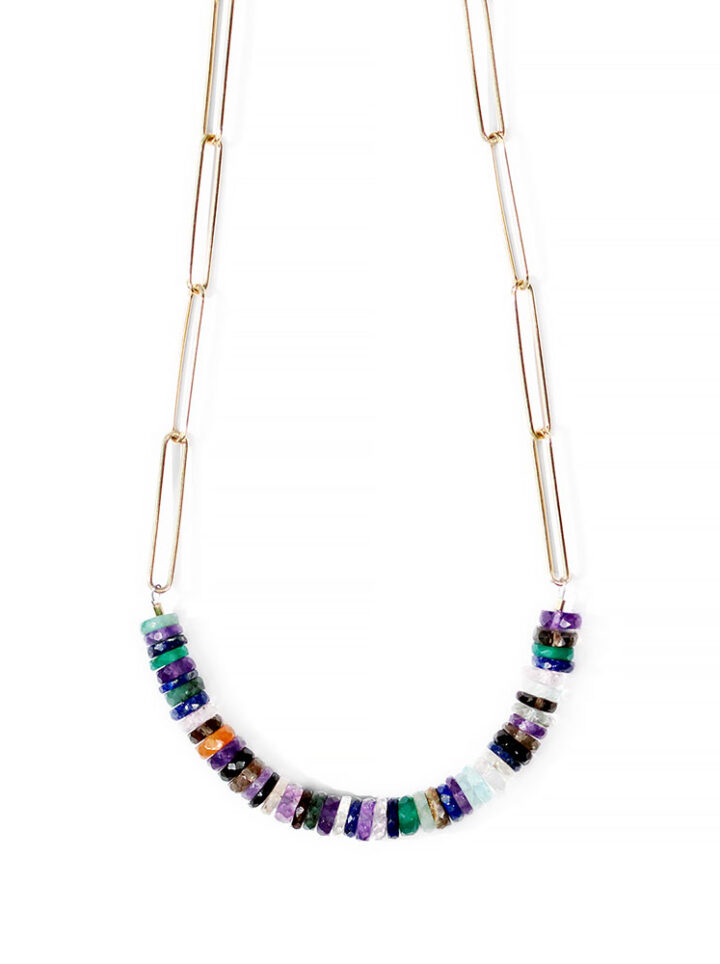 Mystic Gemstone UXL Paperclip Necklace