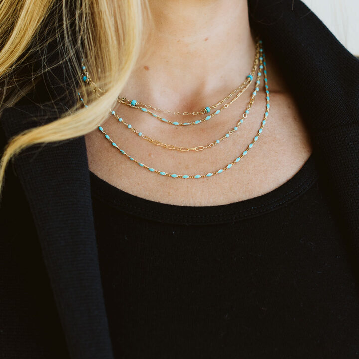 Turquoise Enamel Layering Necklace