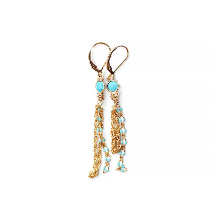 Turquoise Tassel Linear Earrings CE2140