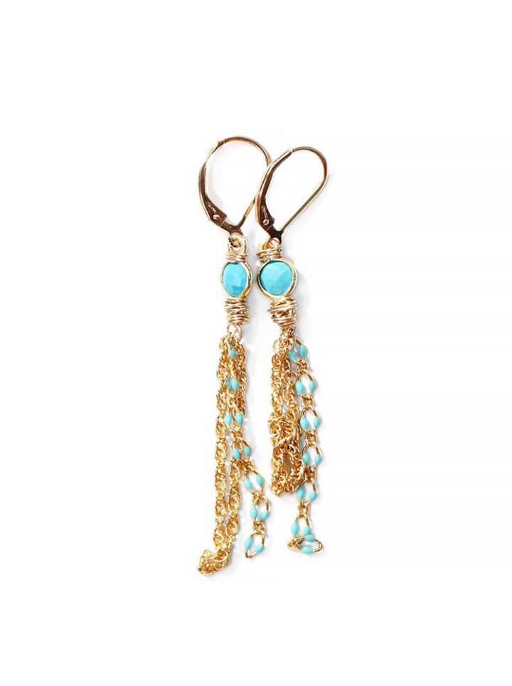 Turquoise Tassel Linear Earrings CE2140