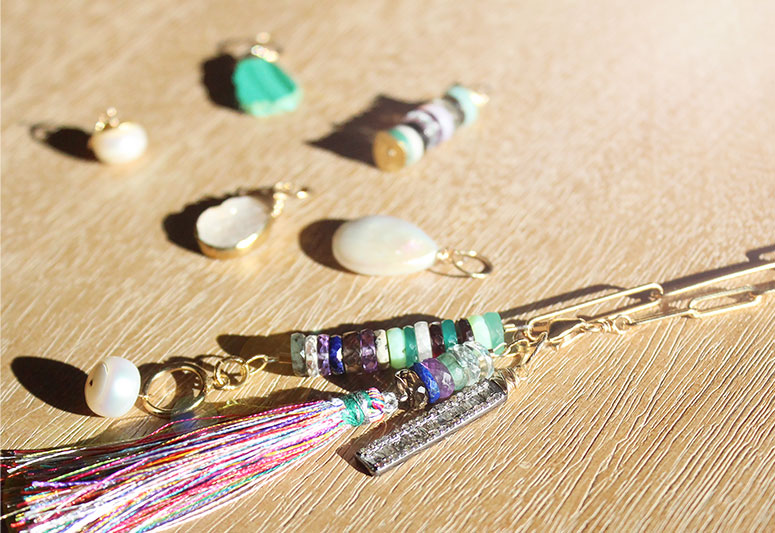 bloom charms and tassels.